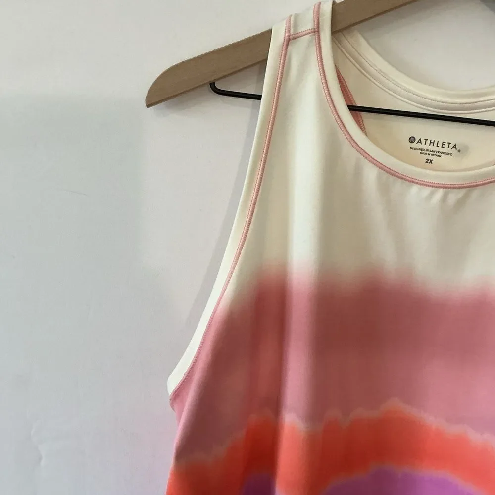 NWT Athleta Shanti Printed Crop Tank 2X White Orange Purple Ombre